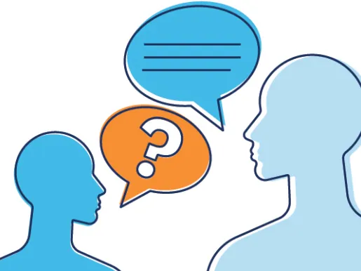 Two figures asking and answering question