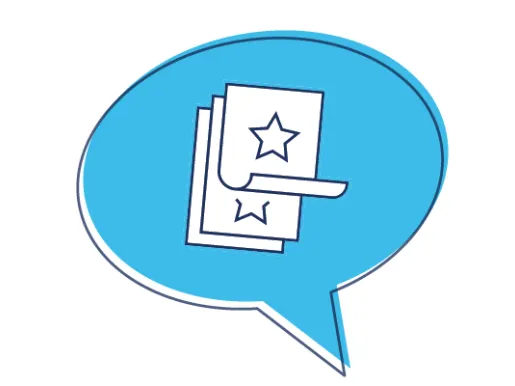 Speech bubble with papers inside