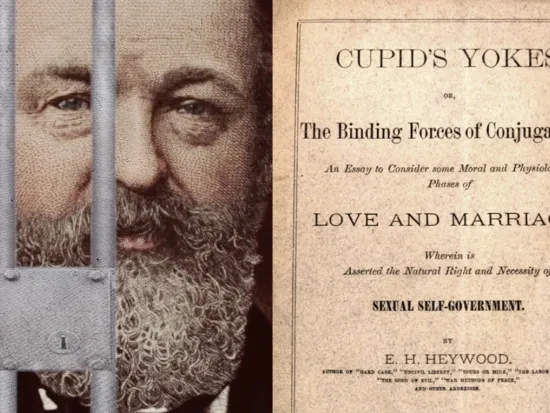 Bennett behind bars next to copy of Cupid's Yoke