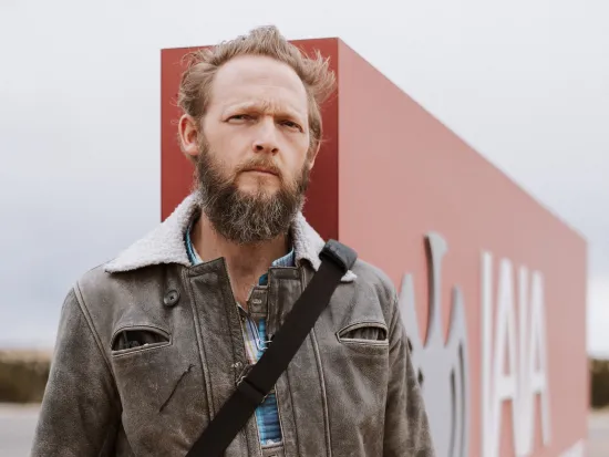 Student journalist David McNicholas at the Institute of American Indian Arts in Santa Fe, New Mexico.