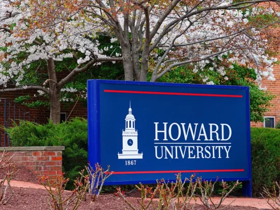 View of the college campus of Howard University (HU) in Washington, DC, the most famous Historically Black College and University (HBCU) in the United States.