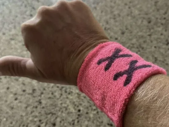 Photo of a wristband at the center of the legal battle in Fellers v. Kelley with "XX" written on them to protest allowing transgender athletes to compete in women’s sports. (Photo from the district court record)