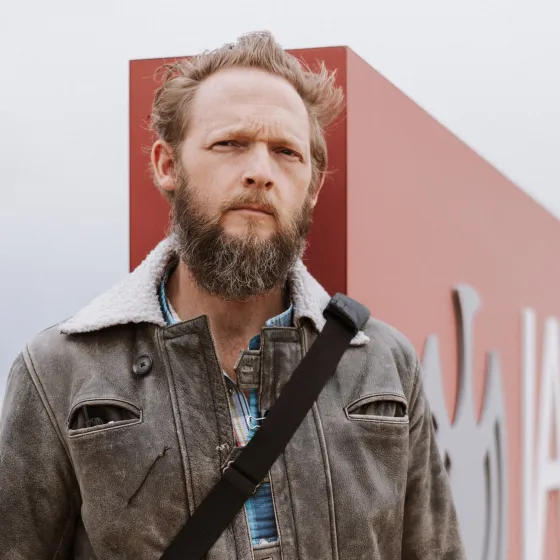 Student journalist David McNicholas at the Institute of American Indian Arts in Santa Fe, New Mexico.