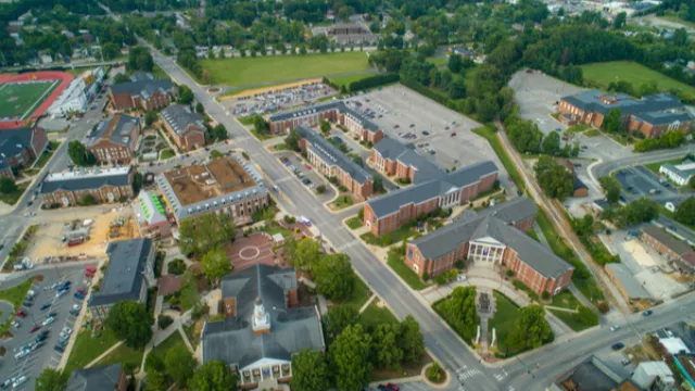 Aerial drone image of Tennessee Tech University