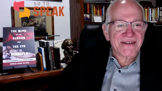 Robert Corn-Revere with his book, The Mind of a Censor