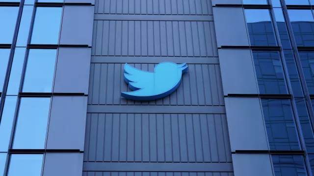 Sign on Twitter headquarters 
