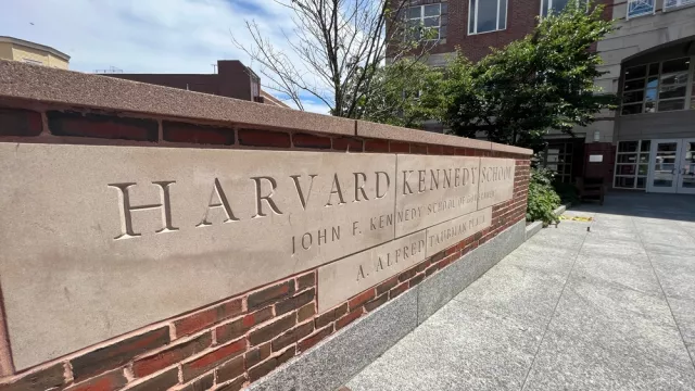 HARVARD Kennedy School of Government sign at entrance
