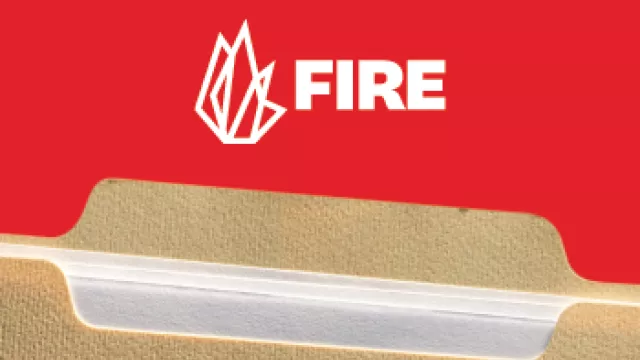 FIRE logo above a file with papers in it