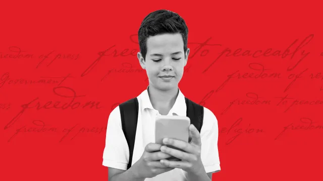 Adolescent child using a mobile device