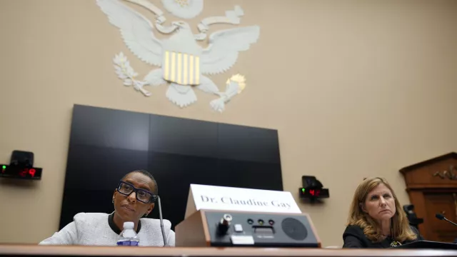 Harvard University President, Dr. Claudine Gay, left and Liz Magill, President of the University of Pennsylvania testify at the House Committee on Education and the Workforce hearing on the recent rise in antisemitism on college campuses.