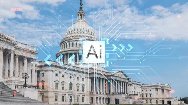 Capitol in Washington DC with AI networks