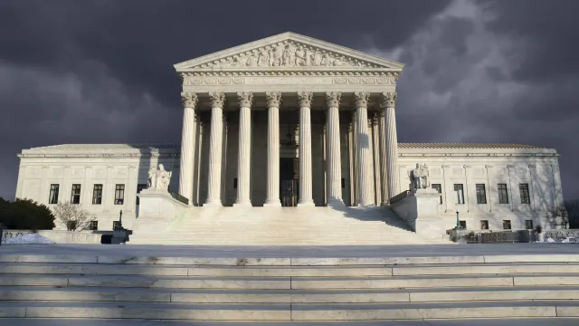Dark forbidding troubled storm sky over the Supreme Court building in Washington