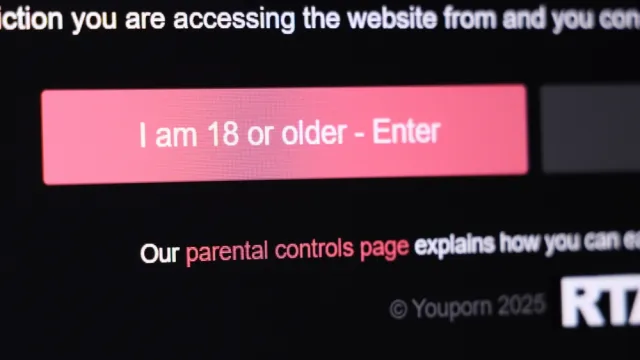 Age verification page on website