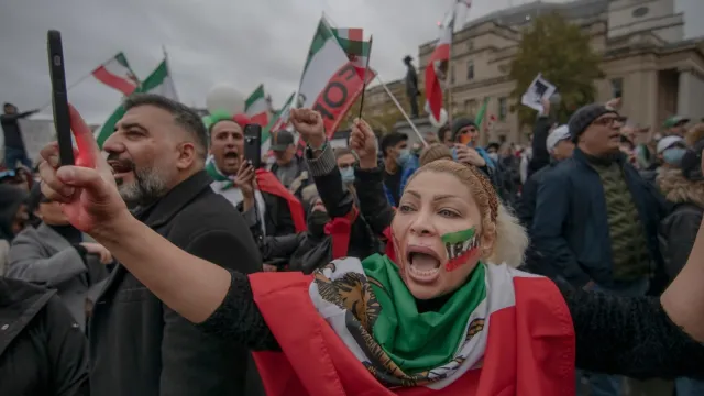 Iranians protest in Trafalgar Square, London 