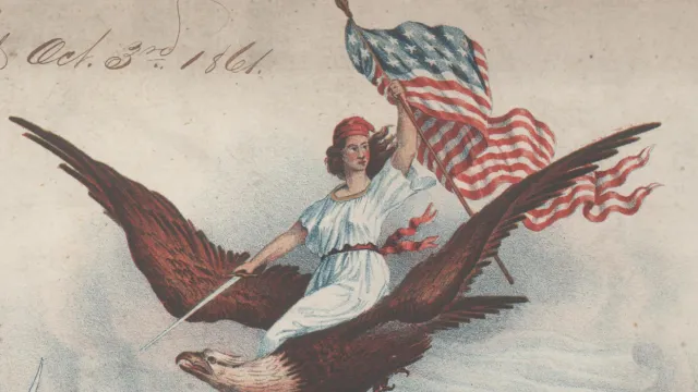 Our Banner of Glory songbook with Columbia on bald eagle. (Library of Congress)