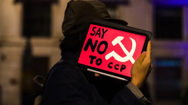 A protester on the streets of London in October 2022.